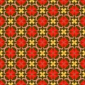 Abstract geometric red and yellow flowers pattern. Royalty Free Stock Photo