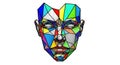 Geometric Human Face Rendered in Bright, Contrasting Colors on White Royalty Free Stock Photo