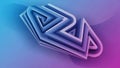 Abstract Geometric Sculpture with Gradient Background and Layered Triangular Forms in Blue and Purple Tones Royalty Free Stock Photo