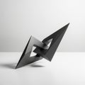 Abstract Geometric Sculpture Interlocking Forms Matte Black Finish Royalty Free Stock Photo