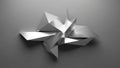 Abstract Geometric Sculpture with Sharp Edges and Faceted Surfaces in Metallic Silver on a Neutral Gray Background Royalty Free Stock Photo