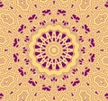 Seamless circle ornament yellow peach color purple Royalty Free Stock Photo