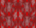 Regular intricate red ellipses pattern with beige and dark brown elements three-dimesnional