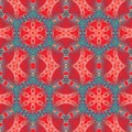 Abstract ornaments red turquoise orange white