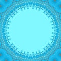 Seamless round light blue copy space framed with azure lace pattern