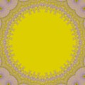 Seamless round yellow copy space framed with purple lace pattern