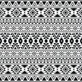 Abstract geometric seamless ethnic pattern with tribal Aztec motives. Vector texture design. Black and white colors. Royalty Free Stock Photo