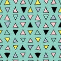 Abstract geometric seamless hand drawn pattern. Modern free hand texture. Colorful geometric doodle background. Royalty Free Stock Photo