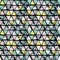 Abstract geometric seamless hand drawn pattern. Modern grunge texture. Colorful brush painted background. Royalty Free Stock Photo