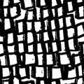 Abstract geometric seamless hand drawn pattern. Modern grunge texture. Monochrome brush painted background. Royalty Free Stock Photo