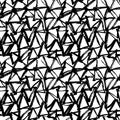 Abstract geometric seamless hand drawn pattern. Modern grunge texture. Monochrome brush painted background. Royalty Free Stock Photo