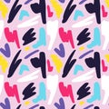 Abstract geometric seamless hand drawn pattern. Modern grunge texture. Multicolor brush painted background. Royalty Free Stock Photo