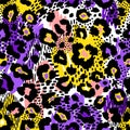 Abstract geometric seamless pattern with animal print. Trendy hand drawn textures.