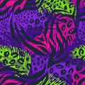 Abstract geometric seamless pattern with animal print. Trendy hand drawn textures.