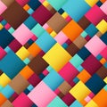 Abstract Geometric Seamless Pattern of Blue, Brown, Orange, Pink, Yellow Squares Royalty Free Stock Photo