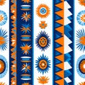 Abstract Geometric Seamless Pattern with Blue Orange and White Royalty Free Stock Photo