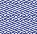 Abstract geometric seamless pattern with blue zig zag lines on white background. Ethnic style. Graphic vector texture. Royalty Free Stock Photo