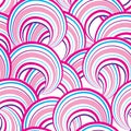 Abstract geometric seamless pattern. Bubble ornamental background. Circles. Wave striped loops Chaotic flow motion texture. Royalty Free Stock Photo