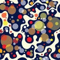 Flowing bubbles abstract seamless pattern. geometric background. Circles chaotic flow.