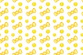 Abstract geometric seamless pattern with circles and bow elements. White Background with Polka Dot fabric. Trendy hand Royalty Free Stock Photo