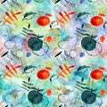 Abstract geometric seamless pattern with circles . hand drawn textures. Modern abstract design