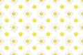 Abstract geometric seamless pattern with circles and white flower elements. White Background with Polka Dot fabric Royalty Free Stock Photo