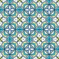 Abstract geometric ornament, bright blue seamless pattern in vibrant colors Royalty Free Stock Photo