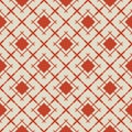 Abstract geometric seamless pattern with diagonal square grid. Red and beige Royalty Free Stock Photo