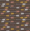 Abstract geometric seamless pattern. Ethnic decorative background with arrows. Royalty Free Stock Photo