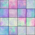 Abstract geometric seamless pattern with squares. Colorful watercolour artwork Royalty Free Stock Photo