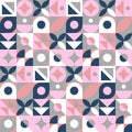 Abstract geometric seamless pattern. Neo geo style print, vector illustration. Simple repeating lines and shapes mosaic Royalty Free Stock Photo