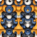 Abstract Geometric Seamless Pattern with Orange Blue and Gray Royalty Free Stock Photo