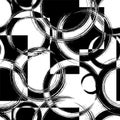Abstract geometric seamless pattern. Repeat geometry brush strokes texture. Repeated black white circle backdrop. Repeating round