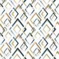 Abstract geometric seamless pattern. Repeating geometry line background design prints. Repeated brush strokes shapes. Watercolor Royalty Free Stock Photo