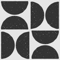 Abstract seamless pattern with semi circle shapes in block print style