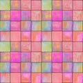 Abstract geometric seamless pattern with squares. Colorful watercolour artwork Royalty Free Stock Photo