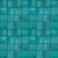 Abstract geometric seamless pattern with squares. Dark teal watercolour artwork Royalty Free Stock Photo