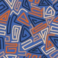 Abstract geometric seamless pattern with textured lines. Repeated ethnic motif. Great for textile, fabric, wallpaper, wrapping,
