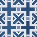 Abstract geometric seamless pattern in vibrant shades of blue with intricate and repetitive shapes