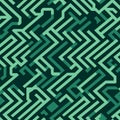 Abstract geometric seamless pattern in vibrant shades of green for modern design and decor