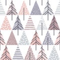 Abstract geometric seamless repeat pattern with christmas trees. Royalty Free Stock Photo