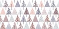 Abstract geometric seamless repeat pattern with christmas trees. Trendy hand drawn textures. Modern abstract design Royalty Free Stock Photo