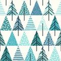 Abstract geometric seamless repeat pattern with christmas trees. Royalty Free Stock Photo