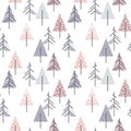 Abstract geometric seamless repeat pattern with christmas trees. Royalty Free Stock Photo