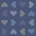 Abstract geometric seamless vector pattern with colourful star hearts on blue background. Royalty Free Stock Photo