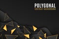 Abstract geometric shapes background. Stylish cover for your design. Low poly style. Black and gold triangles. Fluid design. Royalty Free Stock Photo