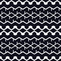 Abstract geometric shapes black background seamless pattern vector. Royalty Free Stock Photo
