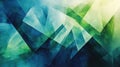 Abstract Geometric Shapes in Blue and Green with Overlapping Patterns and Modern Design