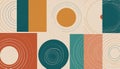 Abstract Geometric Shapes Circles Rectangles Teal Orange Beige Royalty Free Stock Photo
