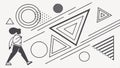 Abstract geometric shapes connection, networking vector, modern technology vector design Generative AI Royalty Free Stock Photo